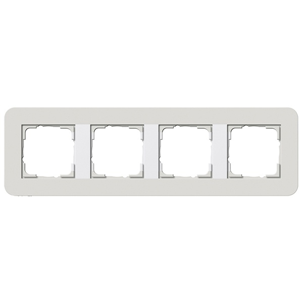 Рамка 4-ая Gira E3 Soft-Touch Светло-серый с белой глянцевой несущей рамкой
