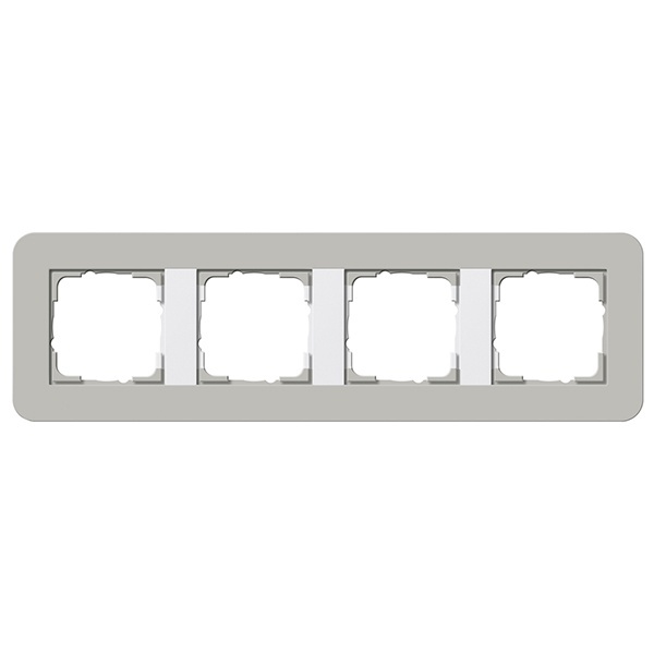 Рамка 4-ая Gira E3 Soft-Touch Серый с белой глянцевой несущей рамкой