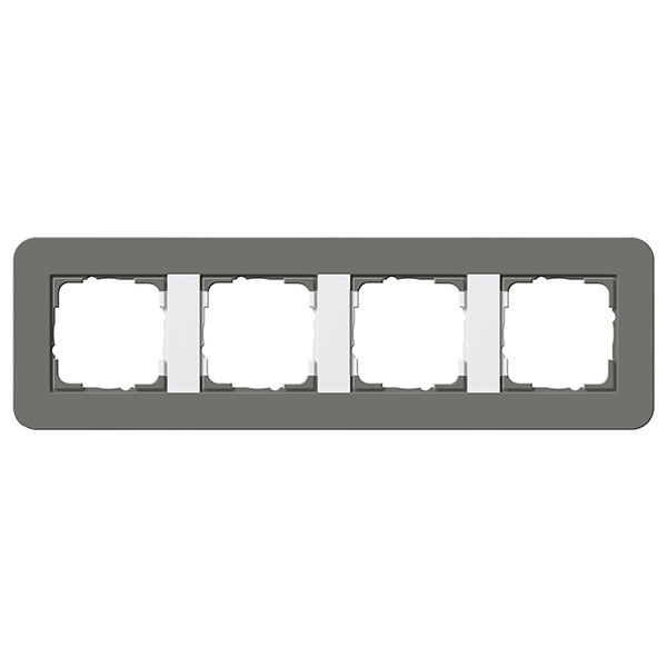 Рамка 4-ая Gira E3 Soft-Touch Темно-серый с белой глянцевой несущей рамкой