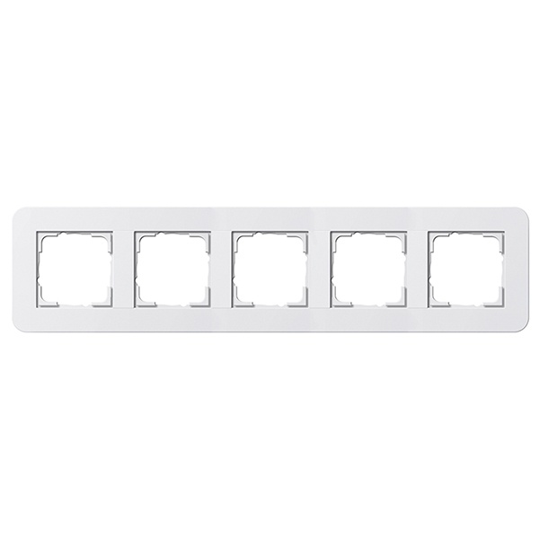 Рамка 5-ая Gira E3 Белый глянец с белой глянцевой несущей рамкой