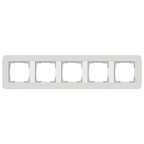 Рамка 5-ая Gira E3 Soft-Touch Светло-серый с белой глянцевой несущей рамкой