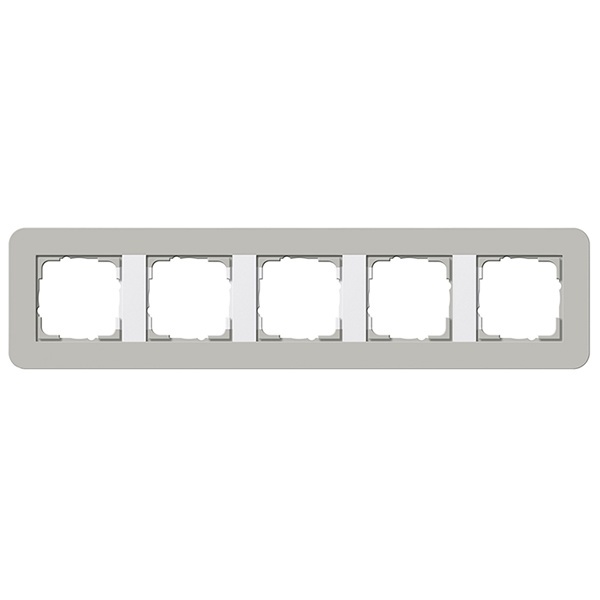 Рамка 5-ая Gira E3 Soft-Touch Серый с белой глянцевой несущей рамкой