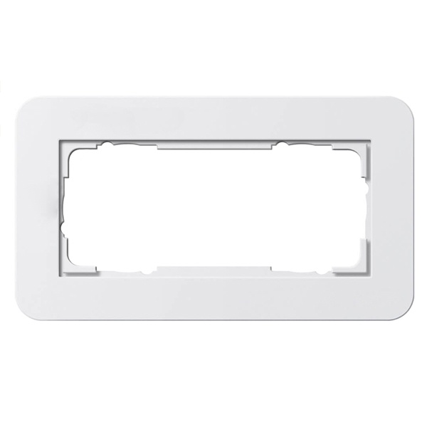 Рамка 2-ая (без перегородки) Gira E3 Белый глянец с белой глянцевой несущей рамкой