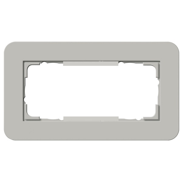 Рамка 2-ая (без перегородки) Gira E3 Soft-Touch Серый с белой глянцевой несущей рамкой