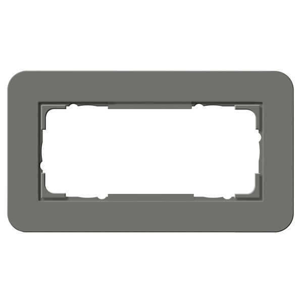 Рамка 2-ая (без перегородки) Gira E3 Soft-Touch Темно-серый с белой глянцевой несущей рамкой