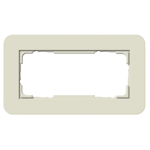 Рамка 2-ая (без перегородки) Gira E3 Soft-Touch Песочный с белой глянцевой несущей рамкой
