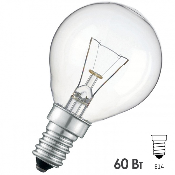 Лампа накаливания шарик Osram CLASSIC P CL 60W E14 прозрачная