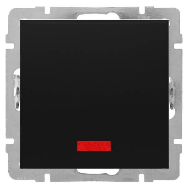 Переключатель 1-клавишный на 2 направления c индикатором 16 A 250 B Экопласт LK80, черный бархат