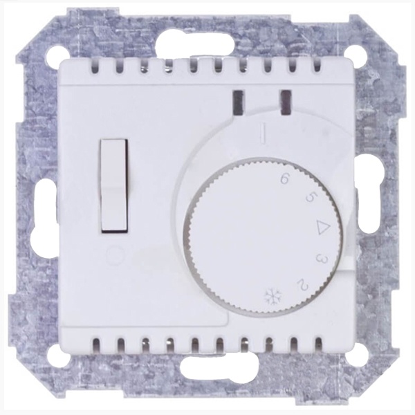 Термостат с датчиком в пол и выключателем - контроль отопления Simon 82, белый