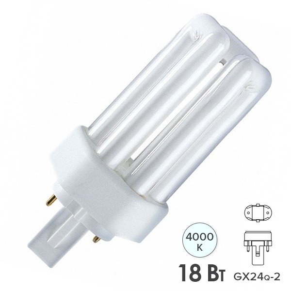 Лампа компактная люминесцентная Dulux T Plus 18W/840 GX24d-2 холодно-белая Osram