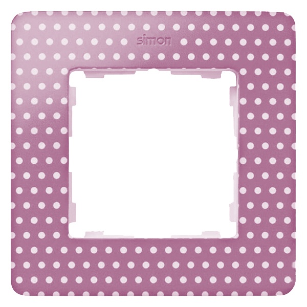 Рамка 1 пост Original Simon 82 Detail, розовый в белый горошек-белый