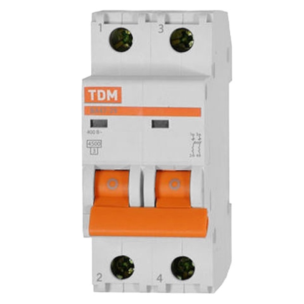 Автоматический выключатель ВА47-29 2Р 1А 4,5кА характеристика D TDM (автомат электрический)