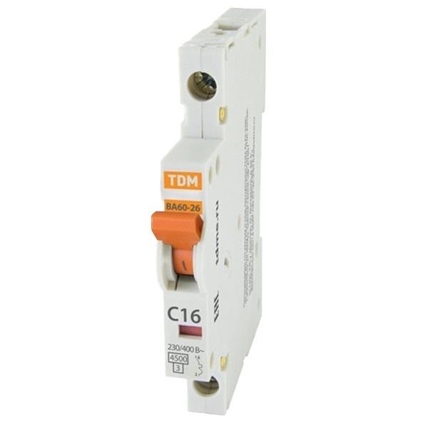 Автоматический выключатель ВА60-26-14 1Р 10А 4,5кА характеристика C 1/2 модуля TDM (автомат электрический)