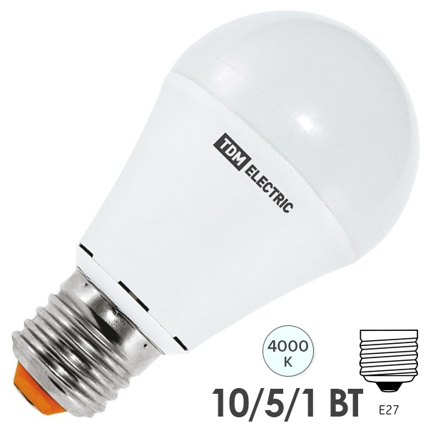 Лампа светодиодная А60 10W 4000K 230V E27 DIM (3 режима яркости) TDM
