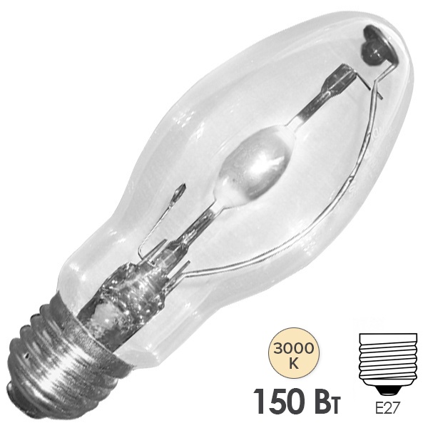 Лампа металлогалогенная SYLVANIA HSI-M 150W/CL/WDL Е27 3000К 14000lm прозрач ±360° (МГЛ)