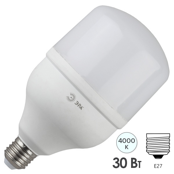 Лампа светодиодная STD LED POWER T100 30W 4000K E27 колокол нейтральный белый свет ЭРА