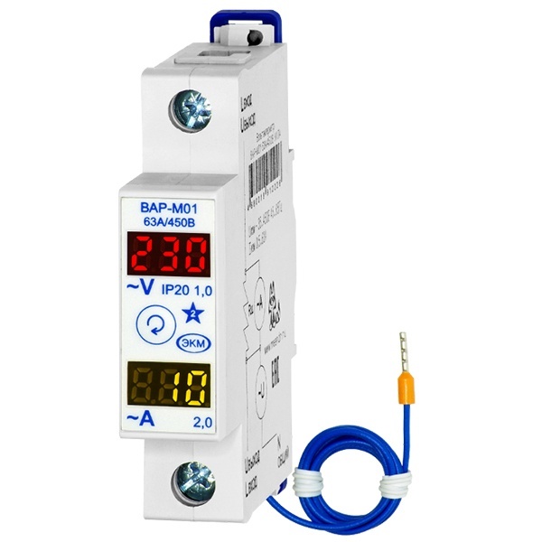 Вольтамперметр ВАР-М01 измерение и индикация сетевого напряжения и тока 63А 450В УХЛ4 Меандр