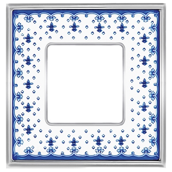Рамка 1-ная Fede Vintage Tapestry Porcelain, blue lys - bright chrome