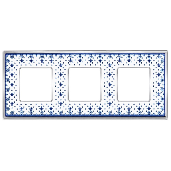 Рамка 3-ная Fede Vintage Tapestry Porcelain, blue lys - bright chrome