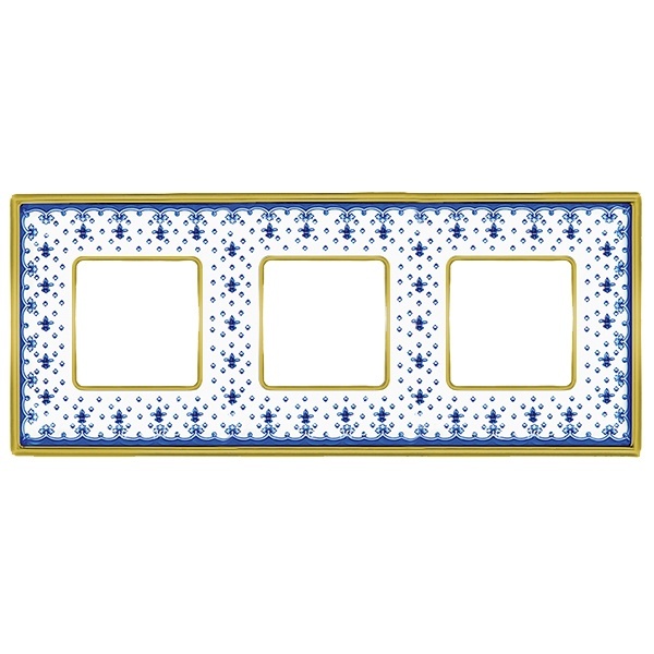 Рамка 3-ная Fede Vintage Tapestry Porcelain, blue lys - bright gold