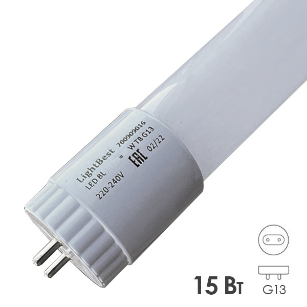 Лампа в ловушки для насекомых LightBest LED BL 1,5W15W 230V T8 G13 368nm L437mm сушка гель-лака