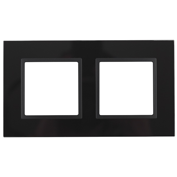 Рамка на 2 поста стекло Эра Elegance черный+антрацит 14-5102-05