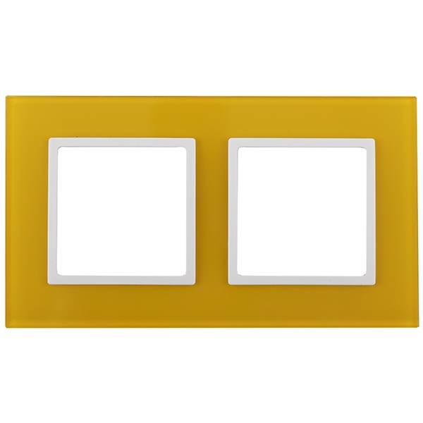 Рамка на 2 поста стекло Эра Elegance жёлтый+белый 14-5102-21