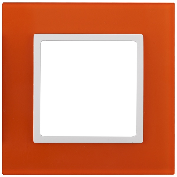 Рамка на 1 пост стекло Эра Elegance оранжевый+белый 14-5101-22