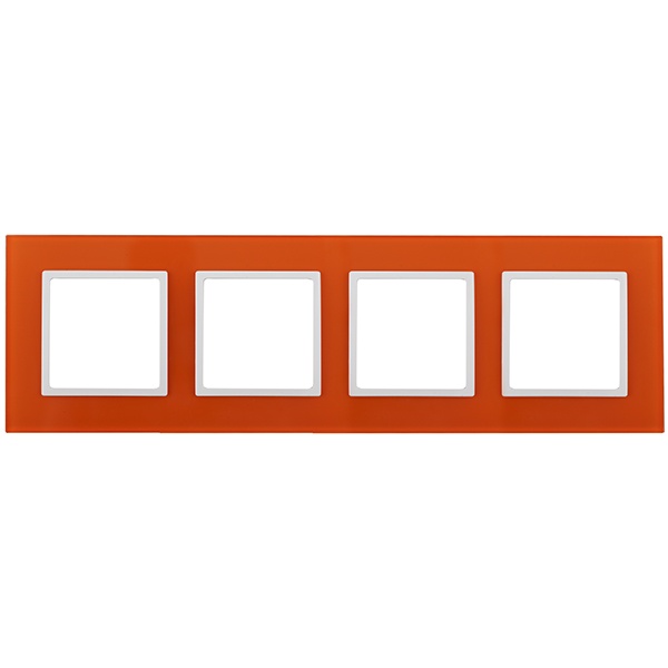 Рамка на 4 поста стекло Эра Elegance оранжевый+белый 14-5104-22