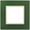Рамка на 1 пост стекло Эра Elegance зелёный+слоновая кость 14-5101-27