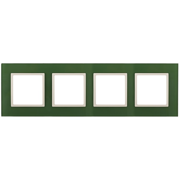 Рамка на 4 поста стекло Эра Elegance зелёный+слоновая кость 14-5104-27