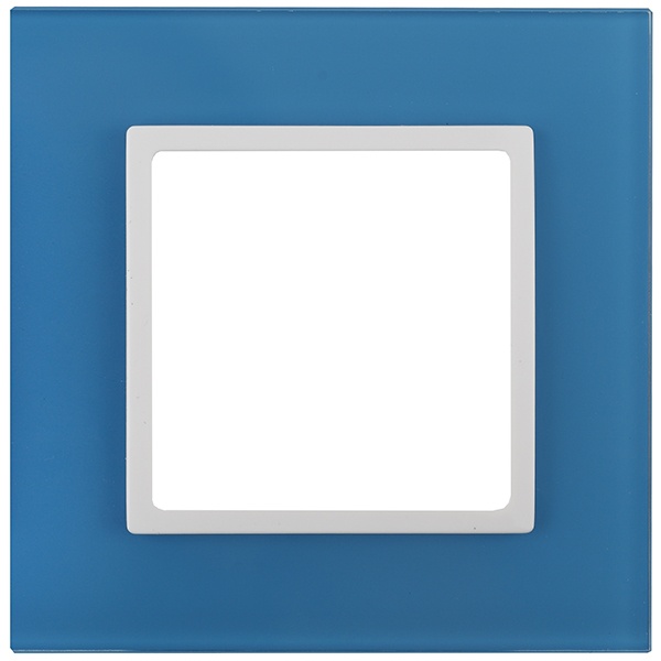 Рамка на 1 пост стекло Эра Elegance голубой+белый 14-5101-28