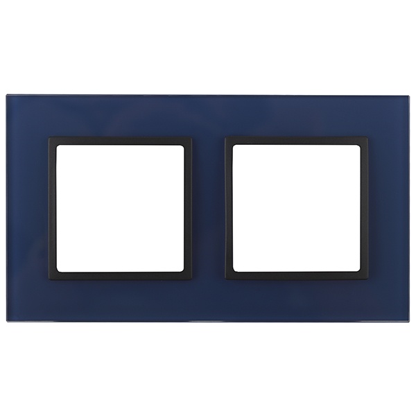 Рамка на 2 поста стекло Эра Elegance синий+антрацит 14-5102-29