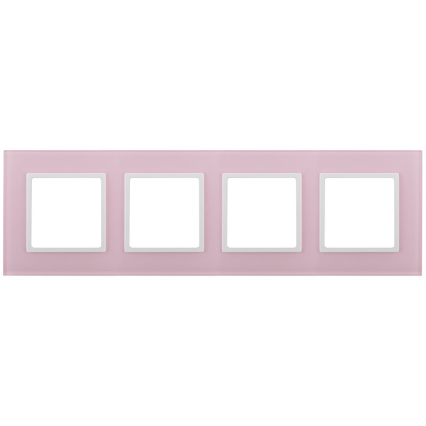 Рамка на 4 поста стекло Эра Elegance розовый+белый 14-5104-30