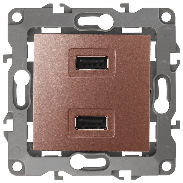 Устройство зарядное USB 230В/5В-2100мА IP20 Эра 12, медь 12-4110-14