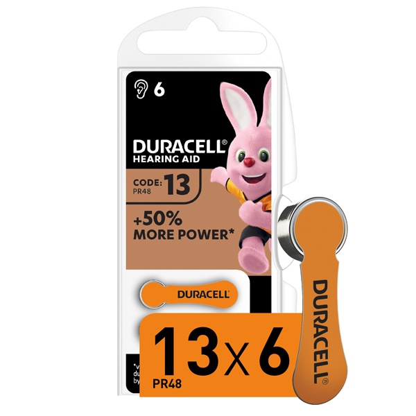 Батарейка 13/PR48 1.45V ZA Duracell для слуховых аппаратов (упаковка 6 шт) 96091456