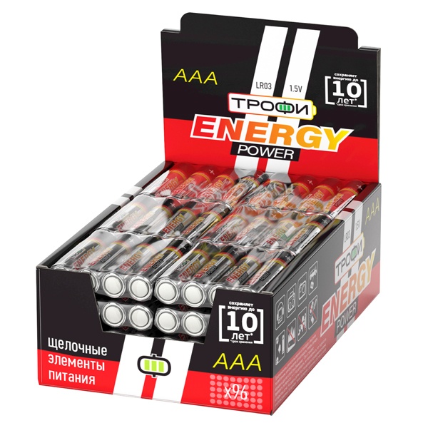 Батарейка AAA LR03-4S 1.5V Трофи promo-box (упаковка 96шт) 5055945520828
