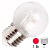 Светодиодная лампа шар 1W 230V E27 6 LED D45mm красная прозрачная IP65 эффект лампы накаливания