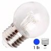 Светодиодная лампа шар 1W 230V E27 6 LED D45mm синяя прозрачная IP65 эффект лампы накаливания