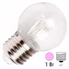 Светодиодная лампа шар 1W 230V E27 6 LED D45mm розовая прозрачная IP65 эффект лампы накаливания