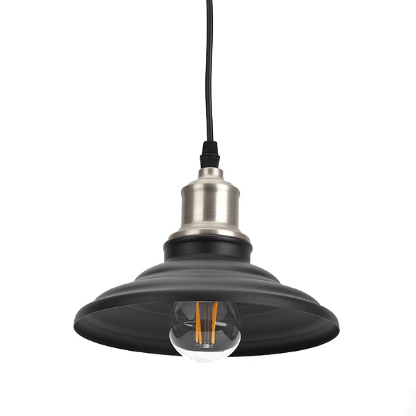 Светильник подвесной ЭРА PL4 BK/BN металл, E27, d203мм, шагрень черный/темный никель