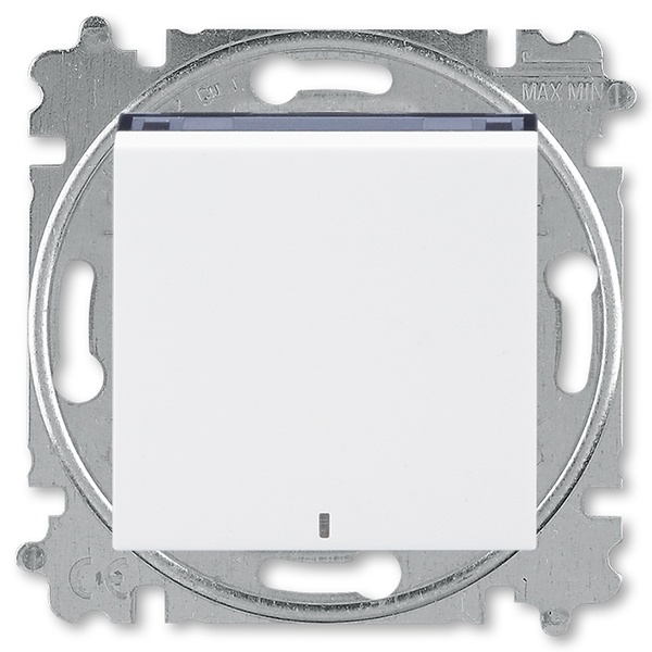 Выключатель кнопочный одноклавишный с подсветкой ABB Levit белый / дымчатый чёрный (3559H-A91447 62W