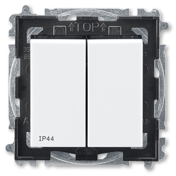 Выключатель двухклавишный ABB Levit IP44 белый / дымчатый чёрный (3559H-A05940 62)