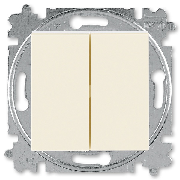 Выключатель кнопочный двухклавишный ABB Levit слоновая кость / белый (3559H-A87445 17W) (бежевый)