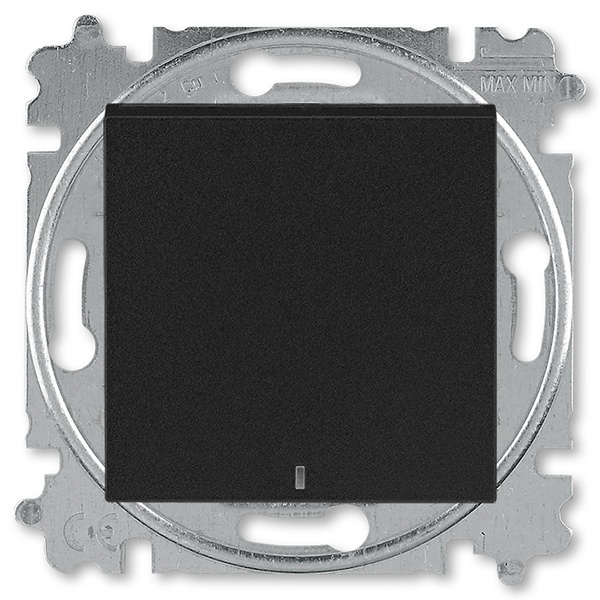 Выключатель кнопочный одноклавишный с подсветкой ABB Levit антрацит/дымчатый чёрный 3559H-A91447 63W