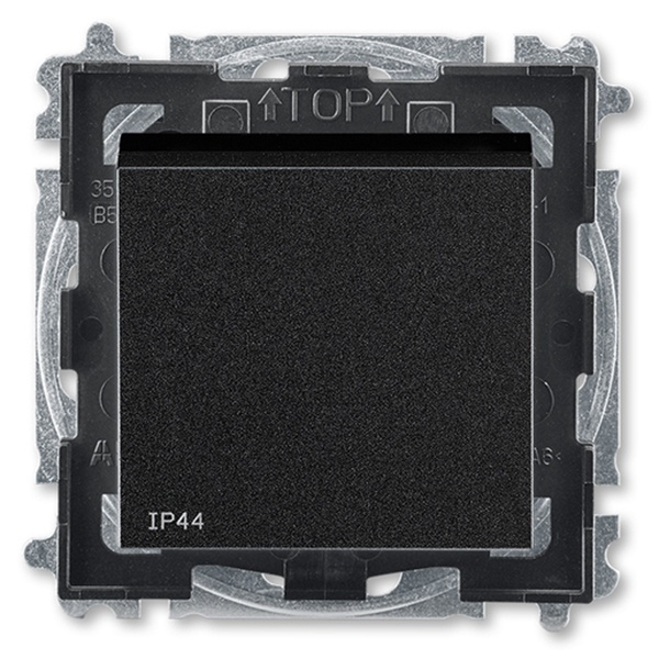 Переключатель кнопочный одноклавишный ABB Levit IP44 антрацит / дымчатый чёрный (3559H-A86940 63)