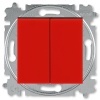 Переключатель двухклавишный ABB Levit красный / дымчатый чёрный (3559H-A52445 65W)