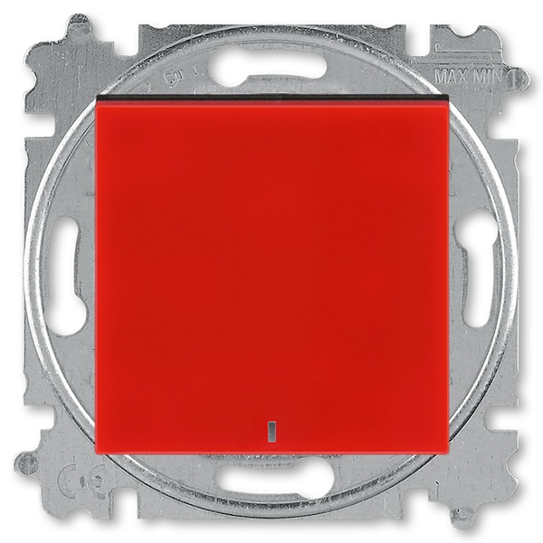 Переключатель одноклавишный с подсветкой ABB Levit красный / дымчатый чёрный (3559H-A06446 65W)