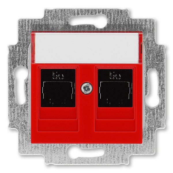 Розетка информационная ABB Levit двойная 2хRJ45 категория 5e красный (5014H-A51018 65W)