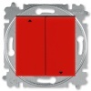 Выключатель жалюзи двухклавишный ABB Levit с фиксацией красный / дымчатый чёрный (3559H-A89445 65W)